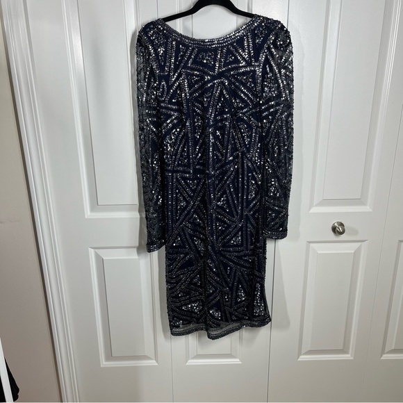 Aidan Mattox Beaded Cocktail Dress Long Sleeve Size Women's 14 - Picture 2 of 15